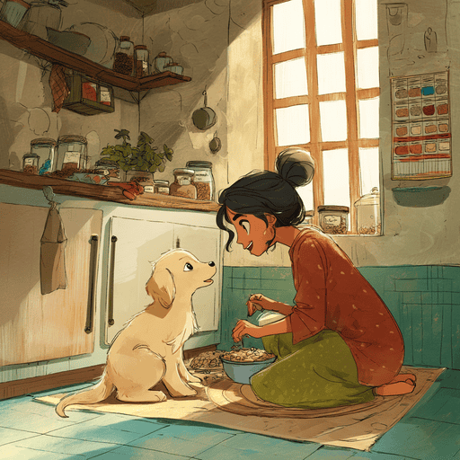 feeding a puppy